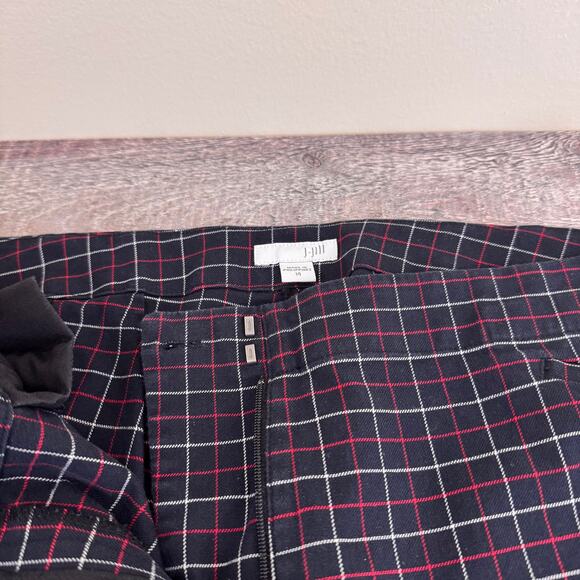 J. Jill Pants Women's 14 Plaid Ankle Tailored Zip Front Blue Red Cream - Picture 3 of 10